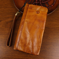 Cyflymder  Handcrafted Men's Long Wallet with Vintage Charm and Multifunctional Design Retro Card Bag