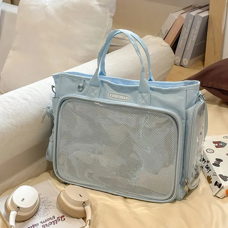 Cyflymder  Vintage Y2k Aesthetic Simple Shoulder Crossbody Bags All Match Trendy Transparent Ita Bag Ins Casual Backpack for Women Students