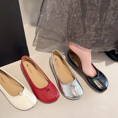 Cyflymder  Summer Return To The Ancients Girl Flat Base Shoes Fashion Round Head Elegance Women Patent Faux Leather Comfort Shoes 5476