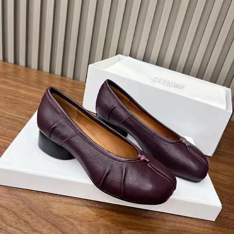 Cyflymder  Tabi Shoes Women Slip on Casual Loafers Chunky Heel Shoe New Fashion Split Toe Shoes Soft Bottom Slip On Comfy Ladies Shoes
