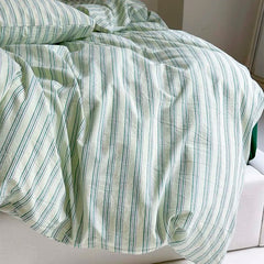 Cyflymder  100% Cotton Stripe Style Bedding set Duvet Cover Set Fitted Sheet with Pillowcase housse de couette Quilt Cover set King Size
