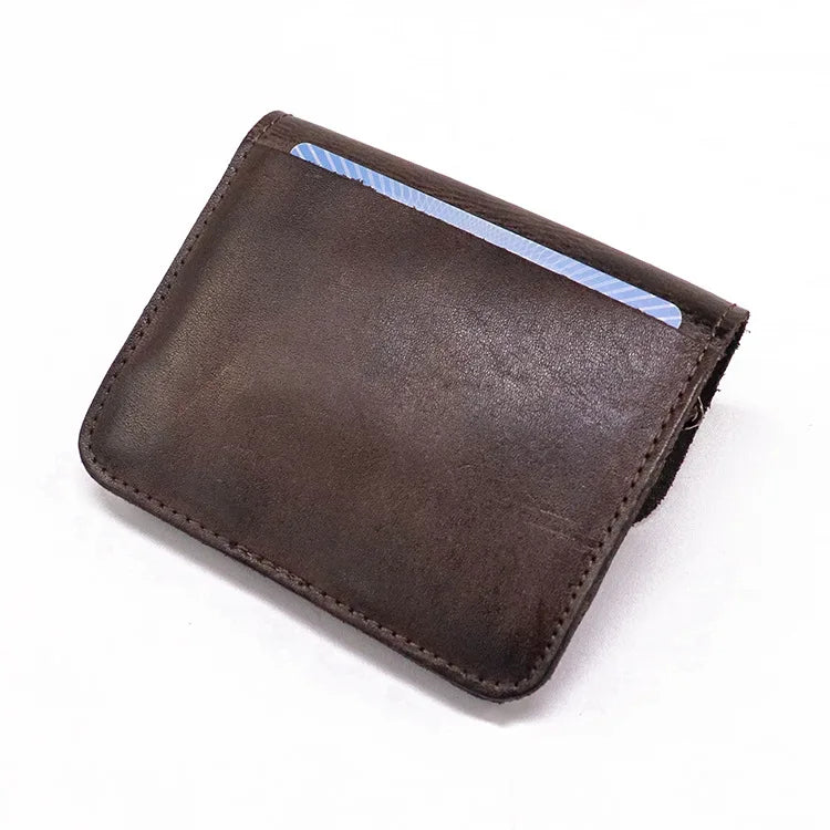 Cyflymder  Genuine Leather Wallet For Men Women Vintage Handmade Short Small Men's Purse Card Holder With Zipper Coin Pocket Money Bag