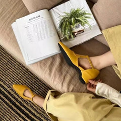 Cyflymder  Summer Buckle Latch Design Low Heel Shoes Women Shallow Mouth Comfort Shoes Relaxation Comfortable Women Low Heel Shoes 5667