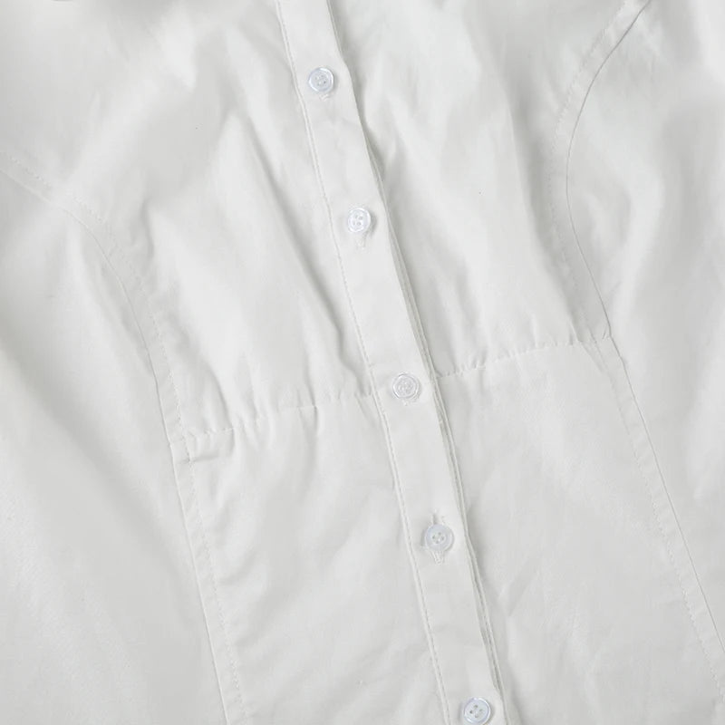 Cyflymder  Casual Solid Blouse Basic Slim Deep V-Neck Turn-Down Collar Short Sleeve Shirts Women 2025 Summer Fashion Streetwear
