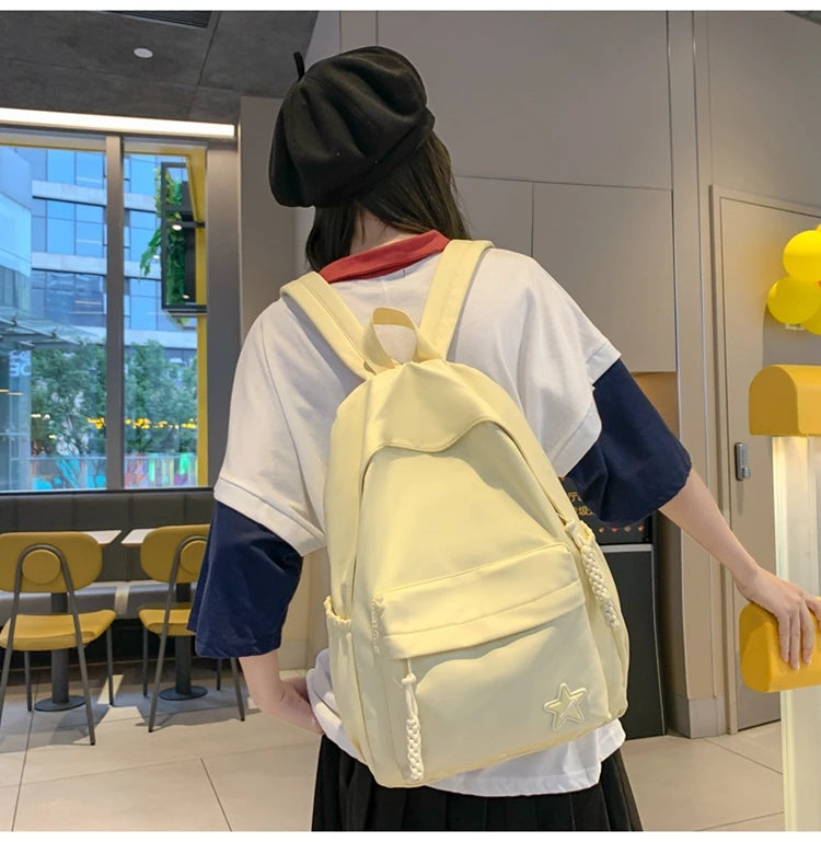 Cyflymder  Women Y2k Aesthetic Simple Star Backpack All Match Students Fashion Casual Schoolbags Japanese High-capacity Backpacks Trendy