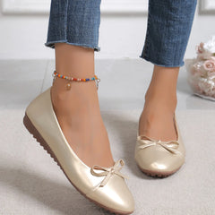 Cyflymder  Women's Bowknot Decor Comfort Ballet Flat Shoes Spring Trend Comfort Woman Non Slip Casual Soft-soled Shoes