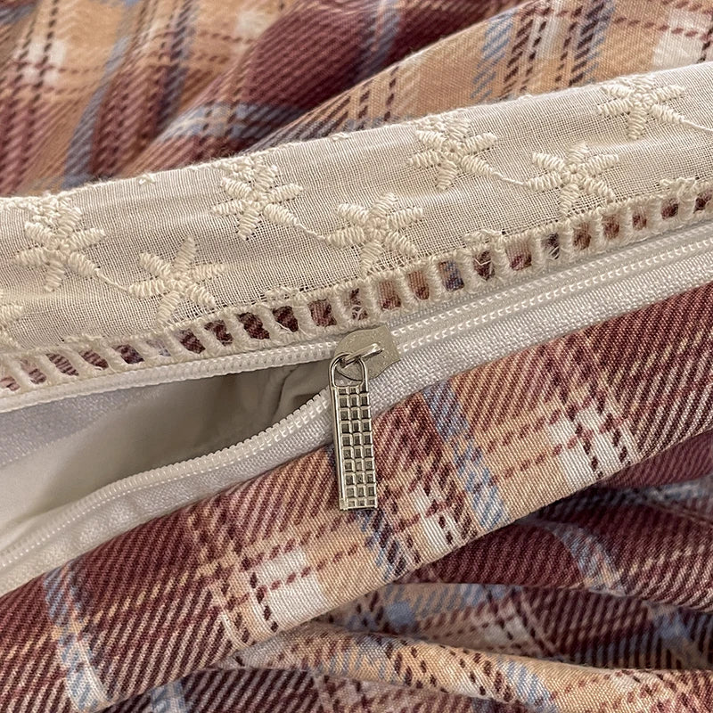 Cyflymder  INS Korean Style2025 New Yungan Cotton Wrinkled Double-layer Yarn Lace Bedding Sets
