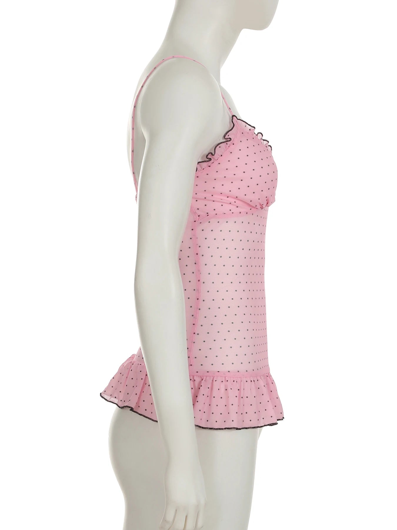 Cyflymder  Holiday Sweet Dot Printed Camis Top See Through Slim V-Neck Sleeveless Tank Tops Women 2025 Summer Fashion Streetwear