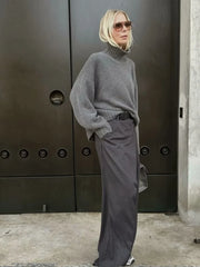 Cyflymder  High Waist Wide Leg Casual Suit Pants Design Sensible ular Street Sale Jeans plus Size Faionable Trousers for Women