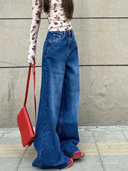 Cyflymder  Y2K Spicy Girl Jeans Women Retro High Waisted Wide Leg Loose Slimming Straight Leg Floor Length Casual Drape Trousers