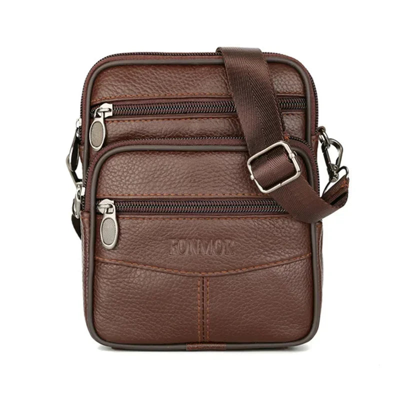 Cyflymder  Men's Vintage Leather Messenger Bag - High Capacity Crossbody Shoulder Bag, Retro Brown Genuine Leather with Adjustable Strap