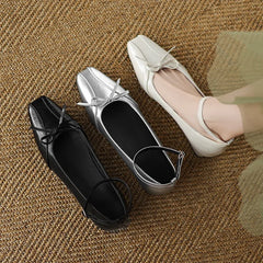 Cyflymder  Shoes Woman 2025 Bow-Knot Female Footwear Square Toe Autumn Casual Sneaker Shallow Mouth Low Heels New Butterfly Dress Big Size
