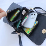 Cyflymder Fashion Women Crossbody Bag PU Leather Mobile Phone Purse Bags Solid Flap Messenger Bag Small Female Shoulder Handbag for Women