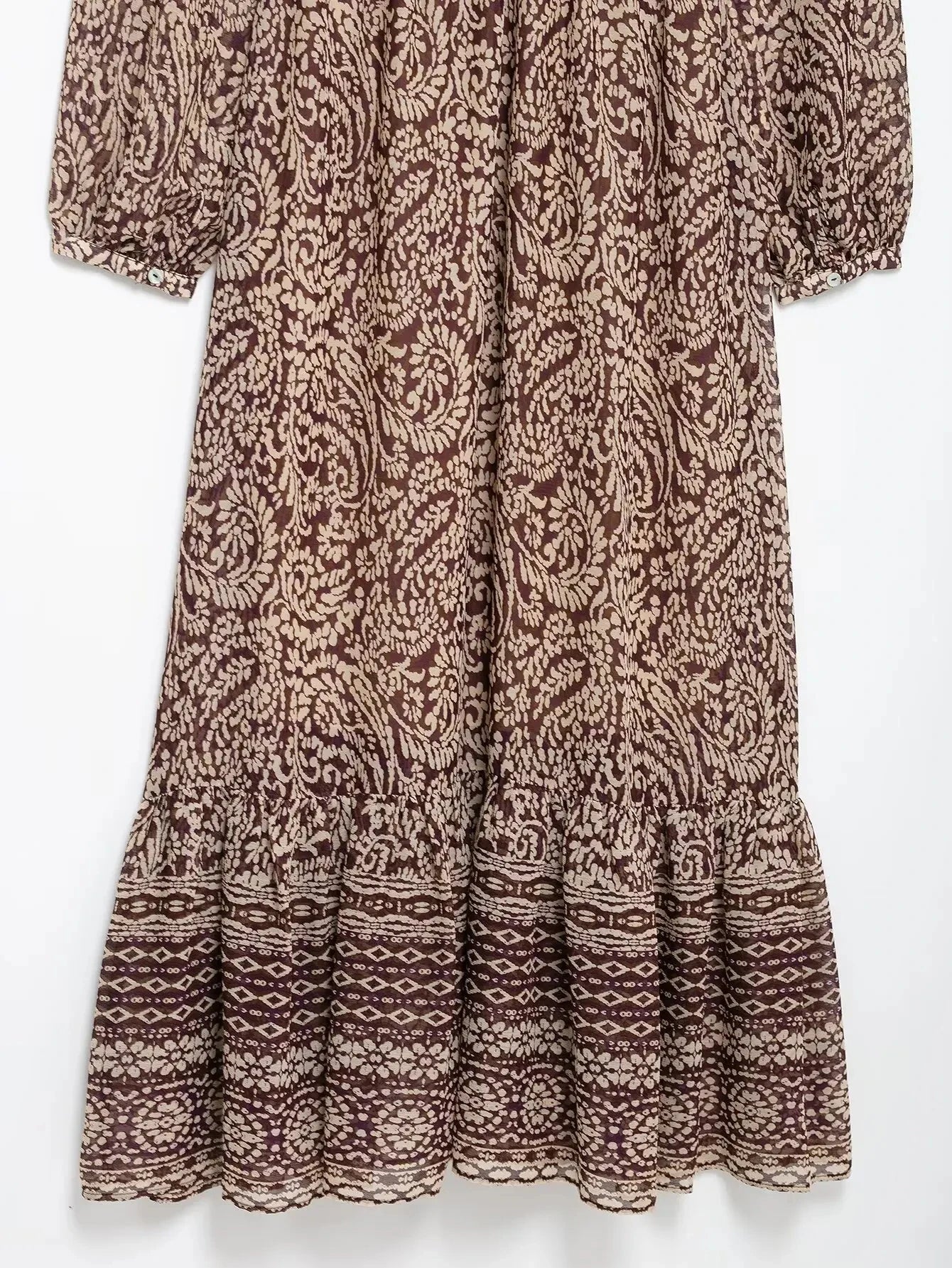 Cyflymder  Floral Print Long Dress Women 2025 New Summer Elegant Loose V-neck Lace Up Midi Dresses Vintage Chic Boho Casual Party Dresses