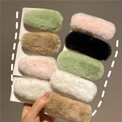 Cyflymder Winter Plush Cute Hair Clip Grasping Lamb Children's Broken Hair Pin Clip Headwear Hair Accessories for Girls  Korean Style