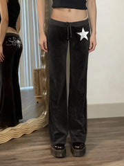 Cyflymder  Autumn Casual Slim Embroidery Solid Slight Strech Low Waist FLARE PANTS