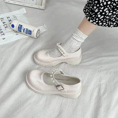 Cyflymder  Autumn New Fashion large size French style retro small Leather shoes Women's Casual Comfortable one-word thick-soled single sho