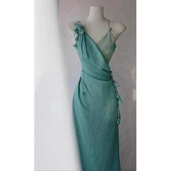Cyflymder  Green Camisole Waist-cinching Sexy Dress Summer New Fashion Long Dress Women