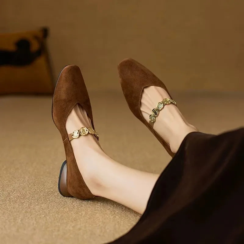 Cyflymder  Spring and Autumn Women Flats New Square Toe Soft Leather Ladies Casual Shoes Big Size Relaxation Comfort Women Dress Shoes 045