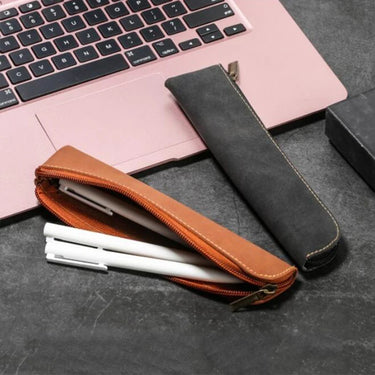 BACK TO SCHOOL Large Capacity Pencil Bag PU Leather Pen Sleeve Protective Cover  Zipper Pencil Pouch Pen Holder Student School Office Supplies