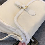 Cyflymder Fashion Corduroy Women Purse Shoulder Bags Solid Color Ladies Winter Furry Crossbody Bags Casual Plush Female Tote Handbags