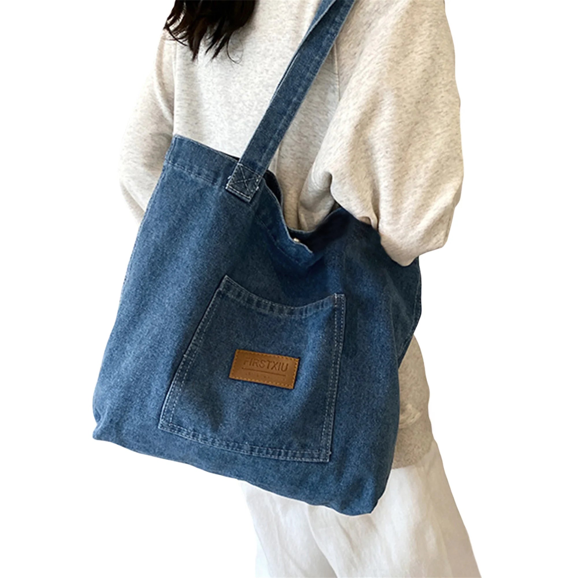 Cyflymder  Stylish Canvas Tote Bag with Multiple Pockets Fashionable Shoulder Handbag for Women Spacious and Lightweight for Everyday Use