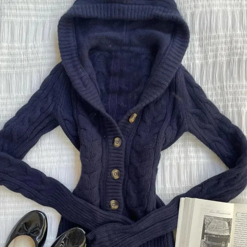 Cyflymder  Fashion Vintage American Solid Knitted American Cardigan Harajuku All Match Punk Jumpers Y2k Aesthetic Spring Autumn Clothes