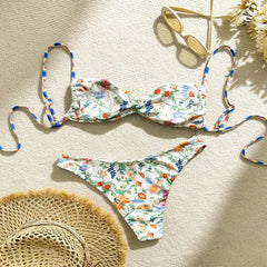 Cyflymder  Sexy Bikini Set Women Swimsuit Print Bandage Sexy Beach Biquinis New Summer Swimwear Fashion Holiday Beachwear Bikini Set