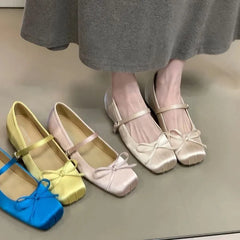 Cyflymder  Summer New Ballet Flats Women Bowknot Loafers Ladies Shallow Daily Shoes Comfort Woman Flattie Slip on Shoes 45346