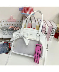 Cyflymder  Y2k Aesthetic Fashion All Match Shoulder Handbags Vintage Transparent Simple Bow Ita Bags All Match Ins Transparent Underarm Bag