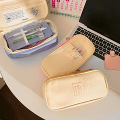 Cyflymder  1 Piece Chic Simplicity Pencil Case for Kids Minimalism Fashion Solid Color Pencil Pouch Large Capacity Stationery Storage Bag