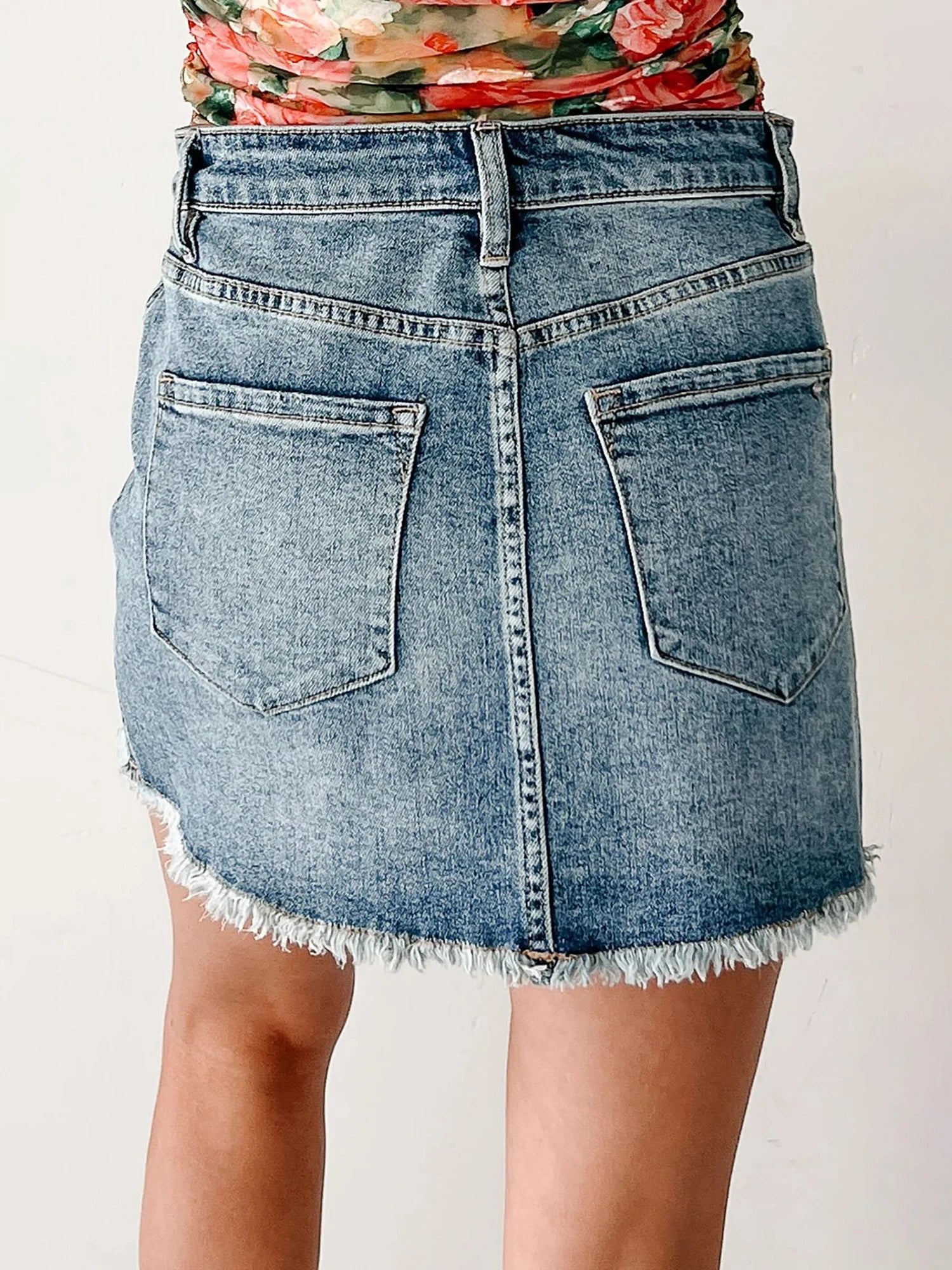 Cyflymder  Women s Distressed Denim Skirts High Waisted Frayed Raw Edge Jean Skirts Mini Skirts Urban Street Style Fashion