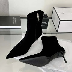 Cyflymder Fashion Spring Autumn Sexy High Heels Pointed Toe Ankle Boots Woman Nightclub Party Shoes Zipper Short Booties