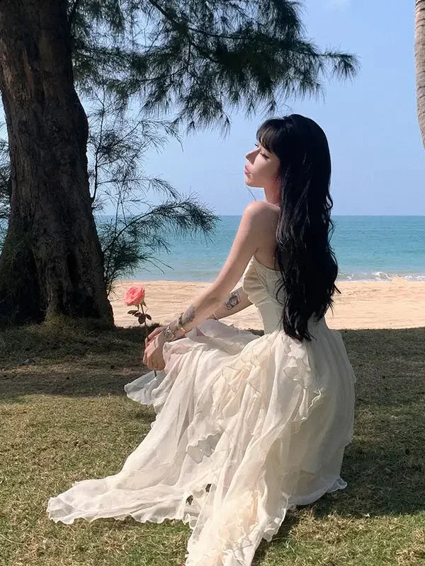 Cyflymder  Summer Casual Beach Dress Office Lady Outwear Sleeveless Elegant Y2k Midi Dress Women Even Party One Piece Dress Korean