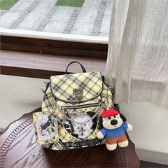 Cyflymder  Sweet Cute Chain Lock Backpack Women Heart Transparent Denim Ita Bag Ladies Harajuku Commuter Star Print Versatile Daypack Chic