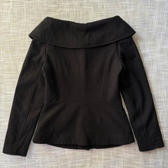 Cyflymder  Vintage Y2K Women Black Wool Blend Coat Big Lapel Collar Single Breasted Jacket Gothic Slim Short Outerwear Female Streetwear