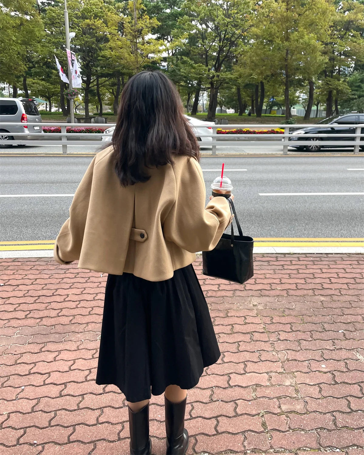 Cyflymder  Retro Chic Lapel Single Button Woolen Coat ort Loose Sle for Small Figures Women's Faionable Outerwear