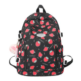 Cyflymder Cute Strawberry Printed Girls' Schoolbag with Wide Shoulder Strap To Reduce Load and Protect The Spine Backpack Campus