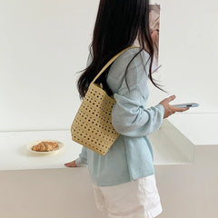 Cyflymder  Hollow Bucket bag for women handbag small Famous Brands PU leather female shoulder bag Ladies Totes Bag bolsa feminina