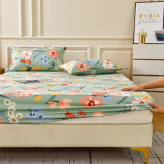 Cyflymder Fitted Sheet Set Floral Style Bed Cover Pillowcase постельное бельё набор Home Elastic Bedsheet Skin-friendly Bed Linen