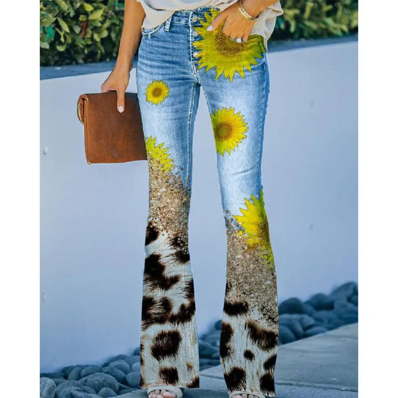 Cyflymder  New Arrival European American Plus Size Women Casual Pants Floral Print Thin Long Trousers Fashion Comfortable Loose Fit Summer