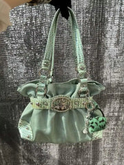 Cyflymder  Sweet Cool Green Underarm Bag Y2k Hot Girls Pu Leather  Large Capacity Shoulder Tote Bag Women Fairycore Aesthetic Handbag Chic