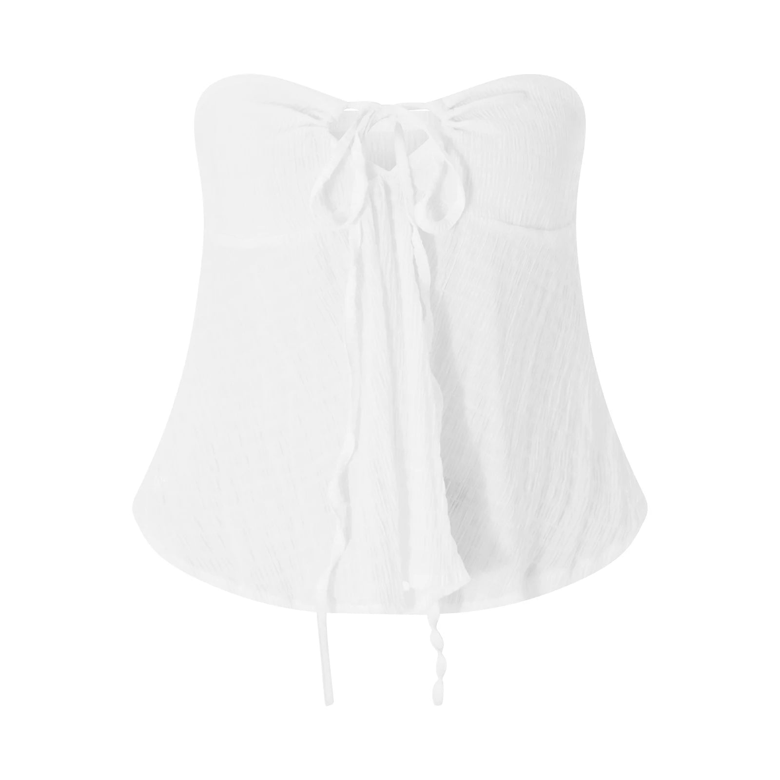 Cyflymder  Boho Beach Y2K Ruffles Hem Strapless Camis Chic Women Holiday Crop Tops Sexy Chest Wrap Tie Up Tube Tops Backless Vest Tanks