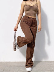 Cyflymder  Retro High-waist Casual Wide-leg Pants Women's Comfortable Loose Trousers Vintage High Waist Loose Fit Long Pants
