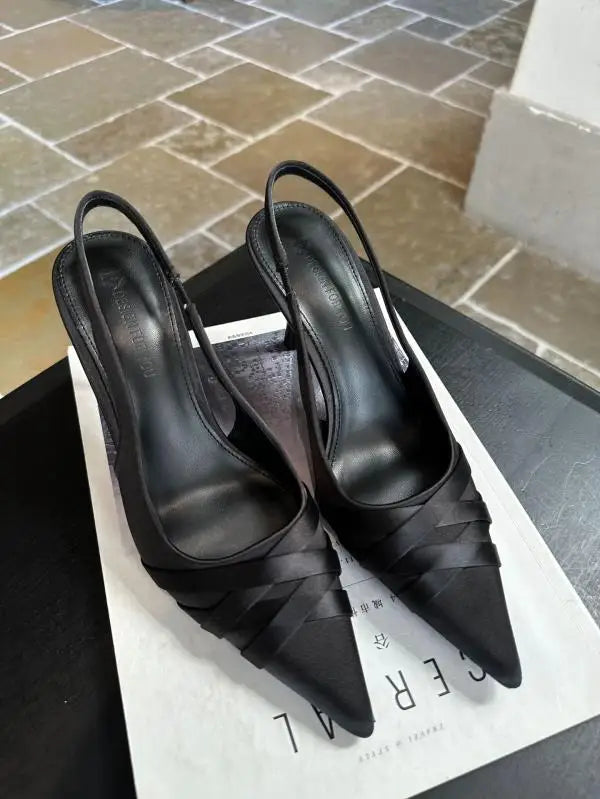 Cyflymder  Low Sandals Woman Leather Low-heeled Hoof Heels Rome Fabric PU Silk Slides Low Sandals Woman Leather Low-heeled Rome Silk Slides