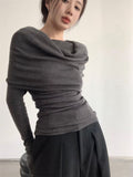 Cyflymder Off-the-shoulder French One-shoulder Sweater Women's New Design Autumn Winter Knitt Undershirts