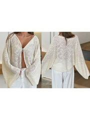 Cyflymder  Women Loose Cardigan Solid Boat Neck Hook and Eye Long Sleeve Knitted Tops Casual Fall Clothes