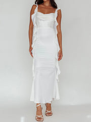 Cyflymder  Elegant Sleeveless Maxi Dress with Flattering Ruched Detail and Chic V-Neckline for Women s Evening Party Wear