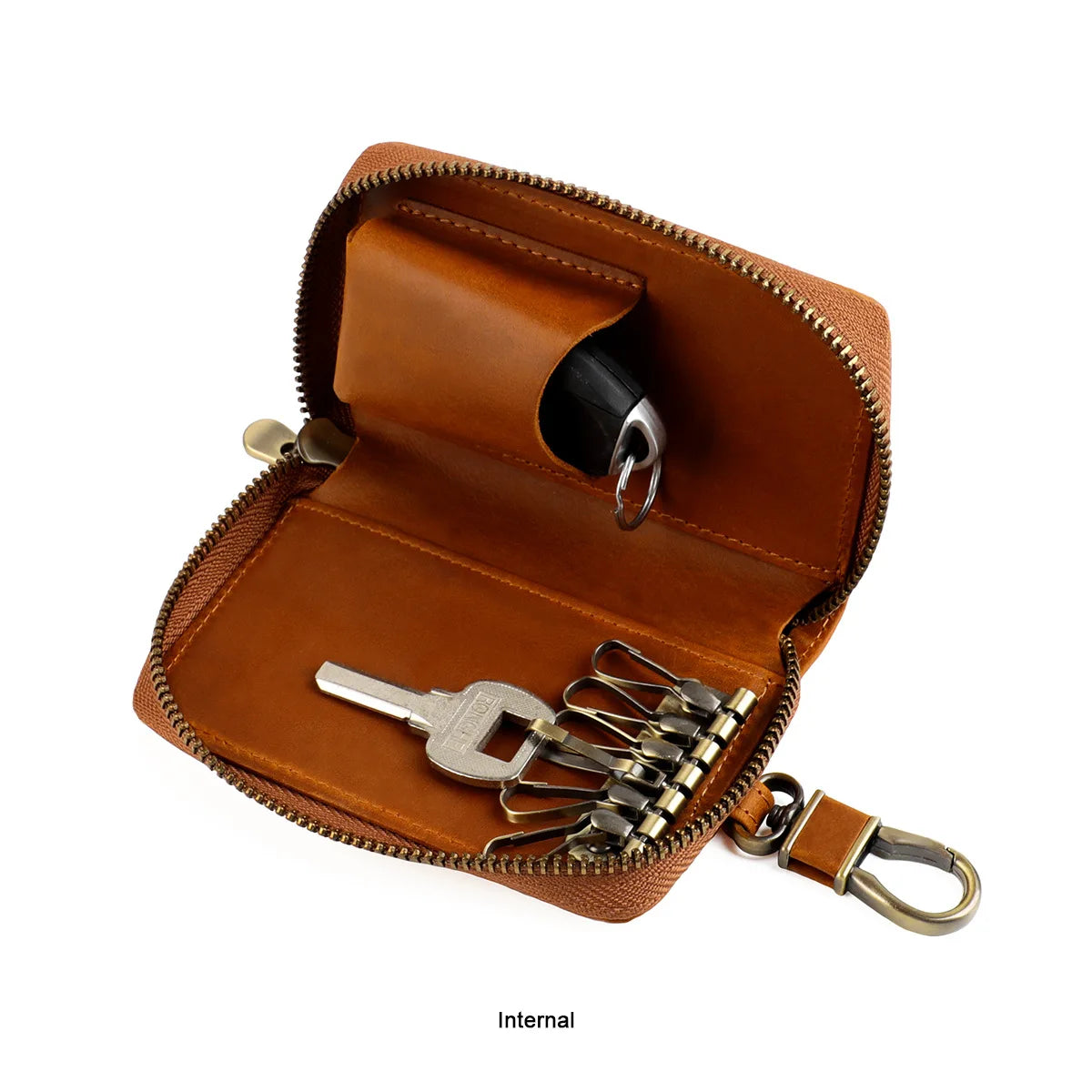 Cyflymder  Genuine Leather KeyChain Key Bag For Men Multifunction Organizer Wallet Holder Car Small Key Case Keys Pouch