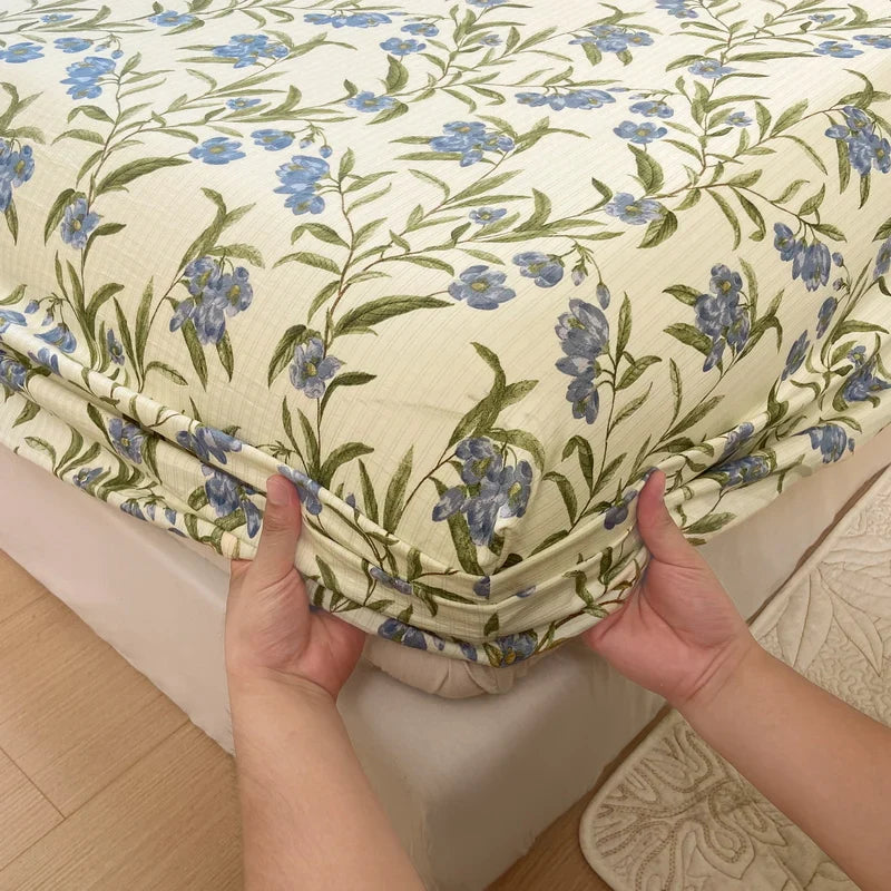 Cyflymder 1PC Flower Printing Bed Sheet For Double Bed Adjustable  Elastic Band Wrap Around Mattress Cover Queen/king 매트리스커버 No Pillowcase